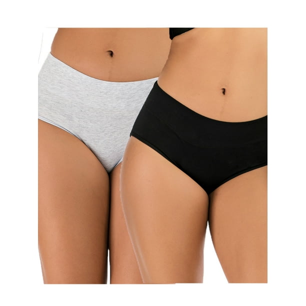 Women's Comfort Hipster Panties, Soft Stretch No Show Brief Bikini Panties Seamless  Underwear,4-Pack/Black/Gray 
