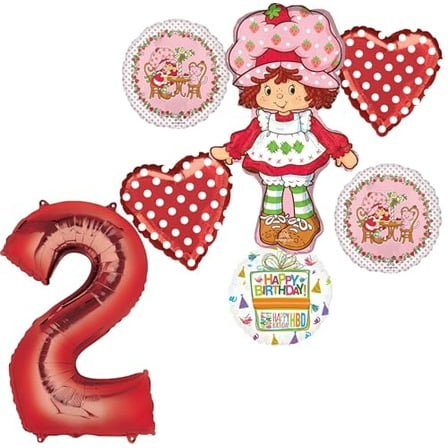 Anagram 2nd Birthday Party Supplies Strawberry Girl Shortcake Jumbo Shape Balloon Bouquet Decorations
