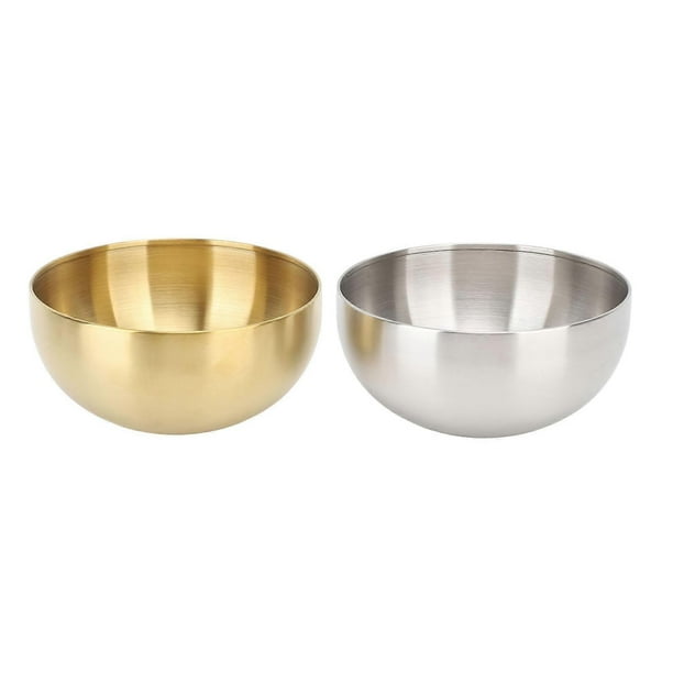 Set of 2 Double Wall Stainless Steel Salad Bowls, Insulated Mixing Bowls, Portable Round Bowls for Pasta, Rice, Soup