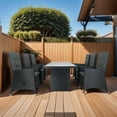 thumbnail image 5 of 7pcs Outdoor Patio Dining Set Wicker Dining Table Chairs Conversation Set With Adjustable Backrest Glass Top For Backyard Deck, 5 of 9