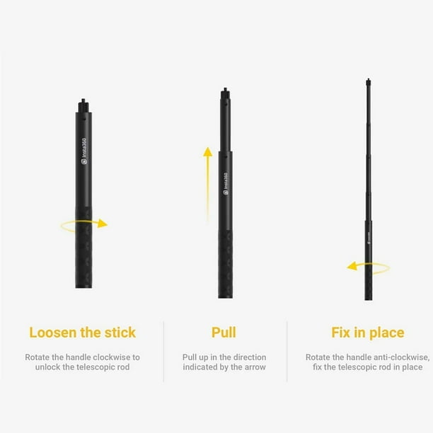 Insta360 Selfie Selfie Stick 1/4 pulgadas 28cm-20cm Longitud ajustable para Insta360 One X2/Insta360 One X/One/Evo/One R Camera R