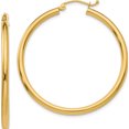 thumbnail image 1 of 14K Yellow Gold Jbsp's Polished 2.5mm Lightweight Tube Hoop Earrings Made In Peru le2227, 1 of 5