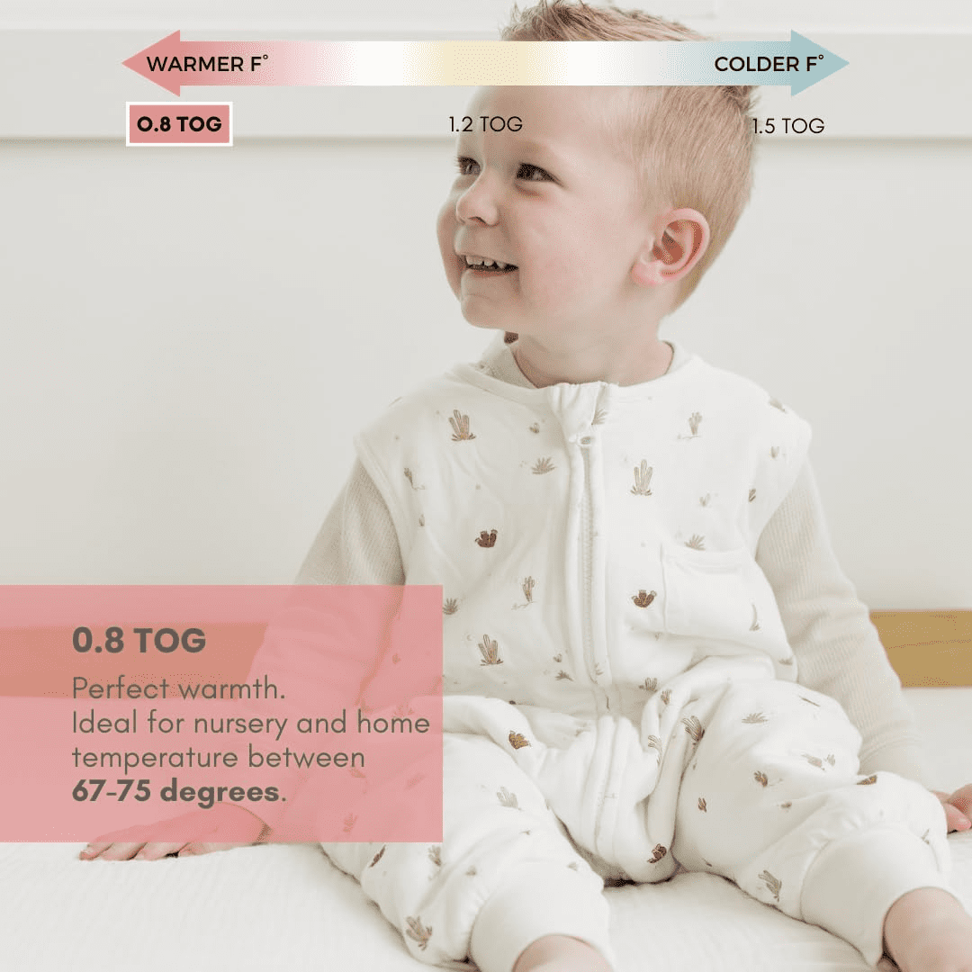 Tealbee Dreamsuit - Bamboo Sleep Sack with Legs - (0.8 Tog) Cactus 3T-4T