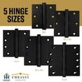 thumbnail image 3 of Embassy 3.5” x 3.5” Ball Bearing Door Hinge Heavy Duty Hinges Matte Black with Steeple Tips, 3 of 9