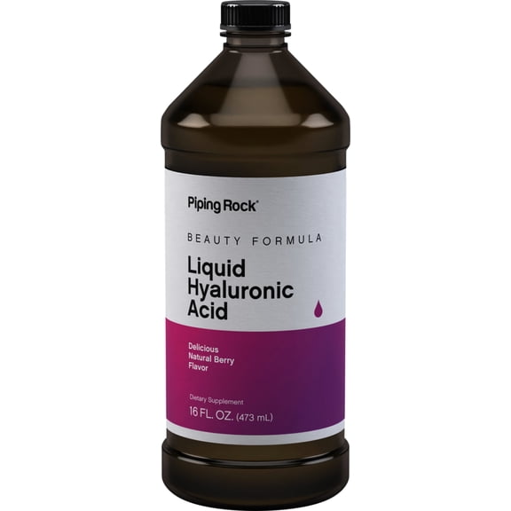Liquid Hyaluronic Acid Supplement | 100mg | 16 fl oz | Berry Flavor | by Piping Rock