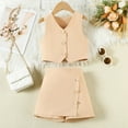 thumbnail image 2 of Baby Outfits Sleeveless Tops Skirt Solid Color 2 Piece Outfit Cotton Set Casual Summer Girl Clothes Khaki 4 Years-5 Years, 2 of 3