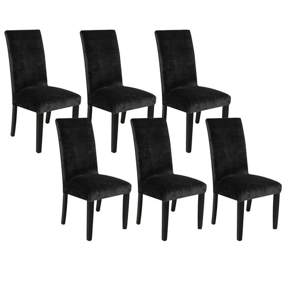 Stretch Dining Chair Covers, Velvet Chair Slipcover Soft Chair Protector Chair Covers for Dining Room Removable Washable for Living Room Kids-Taupe-Set of 4