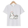 thumbnail image 5 of Staki Girls Halloween Shirt Halloween T-Shirt for Girls Cotton Short Sleeve Tee for Girls(White,8-9 Years), 5 of 5