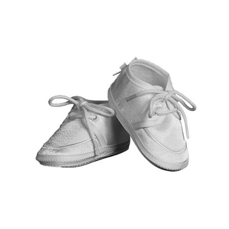 

Christening Day Baby Boys White Satin Lace-up Oxford Bootie