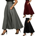 thumbnail image 3 of High Waist Pleated Long Skirts Women Vintage Flared Full Skirt Swing Satin Dress, 3 of 5