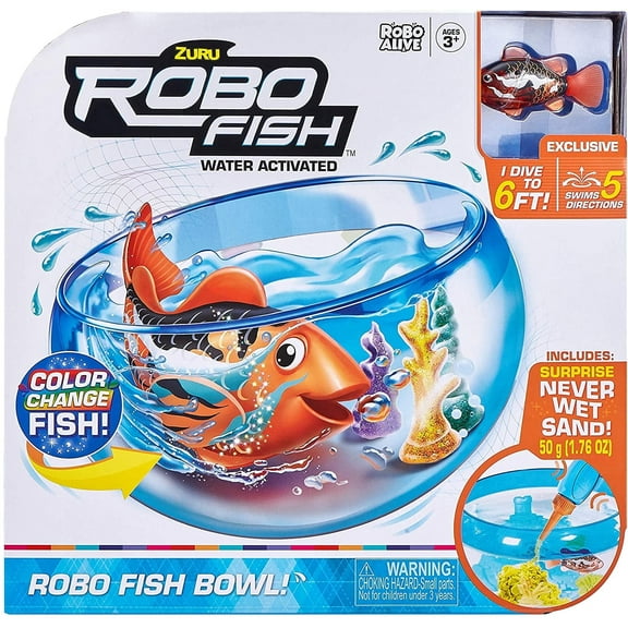 ZURU Robo Alive Robo Fish Swim and Fish Bowl Electronic Pet, Multicolor