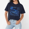 thumbnail image 3 of NAMTYQX Summer Blouses for Women 2025 Printed Plus Size Patterned Baggy Round Neck Trending Short Sleeve Lightweight Cool Womens Tshirts Cotton Loose Fit Navy Size S, 3 of 5