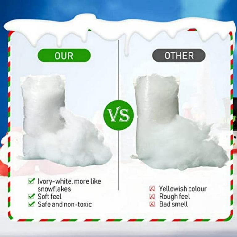3 Pack Christmas Fake Snow Decoration, 15 Ounces Fiber Artificial Cotton Snow Fluff Decor, Flame Resistant Flexible Indoor Snow Blanket for Winter
