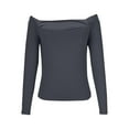 thumbnail image 5 of JYnXIANTI Going out Tops for Women off Shoulder Long Sleeve Shirts for Women Fall Fashion Slim Fitted Ruched Tight Tee Clothes, 5 of 5