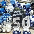 thumbnail image 6 of AYUQI 50th Birthday Decorations for Men, Navy Blue Silver 50th Birthday Decorations 50th Happy Birthday Banner, Number 50 Printed Balloons Foil Blue Silver Decor for 50th Birthday Party, 6 of 7