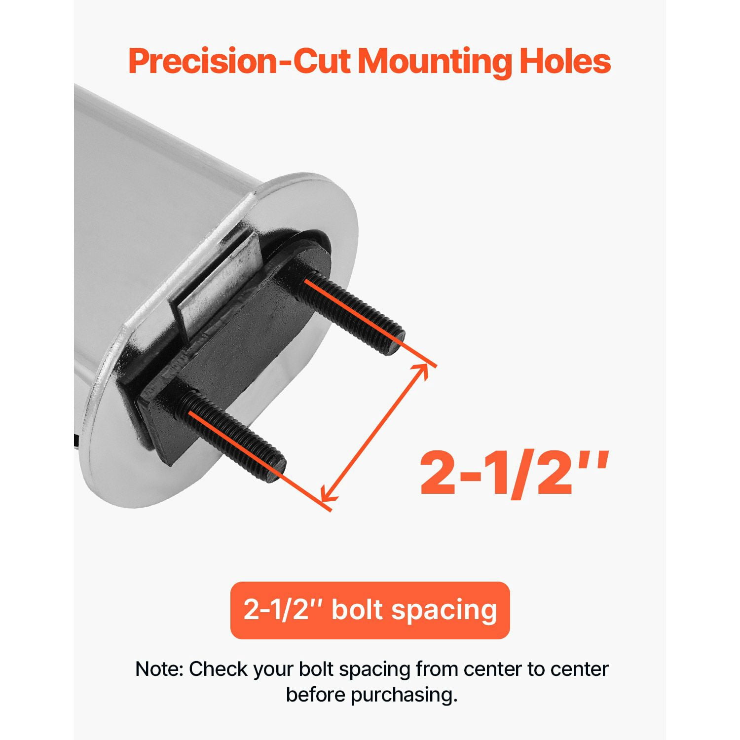 KFFKFF Chrome Straight Spring-Loaded Mud Flap Hangers, 2-1/2" Bolt Spacing for Semi Trucks, Heavy-Duty Mud Flap Hanger Set with Reflective Aluminum Plates, Silver