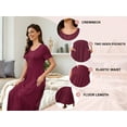 thumbnail image 4 of Asklazy Women's Wrap Crew Neck Short Sleeve Maxi Dress With Pockets,US Size,Floral Wine Red,S, 4 of 9