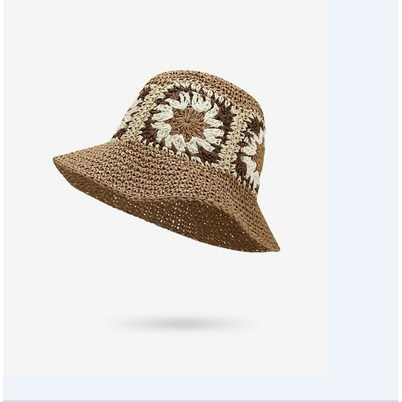 SikaFu Grass Hat Women's Summer Beach Sunshade And Sunscreen Hat Straw Weaving Sun Hat Small Fresh Hollow Versatile Face Showing Small Fisherman Hat