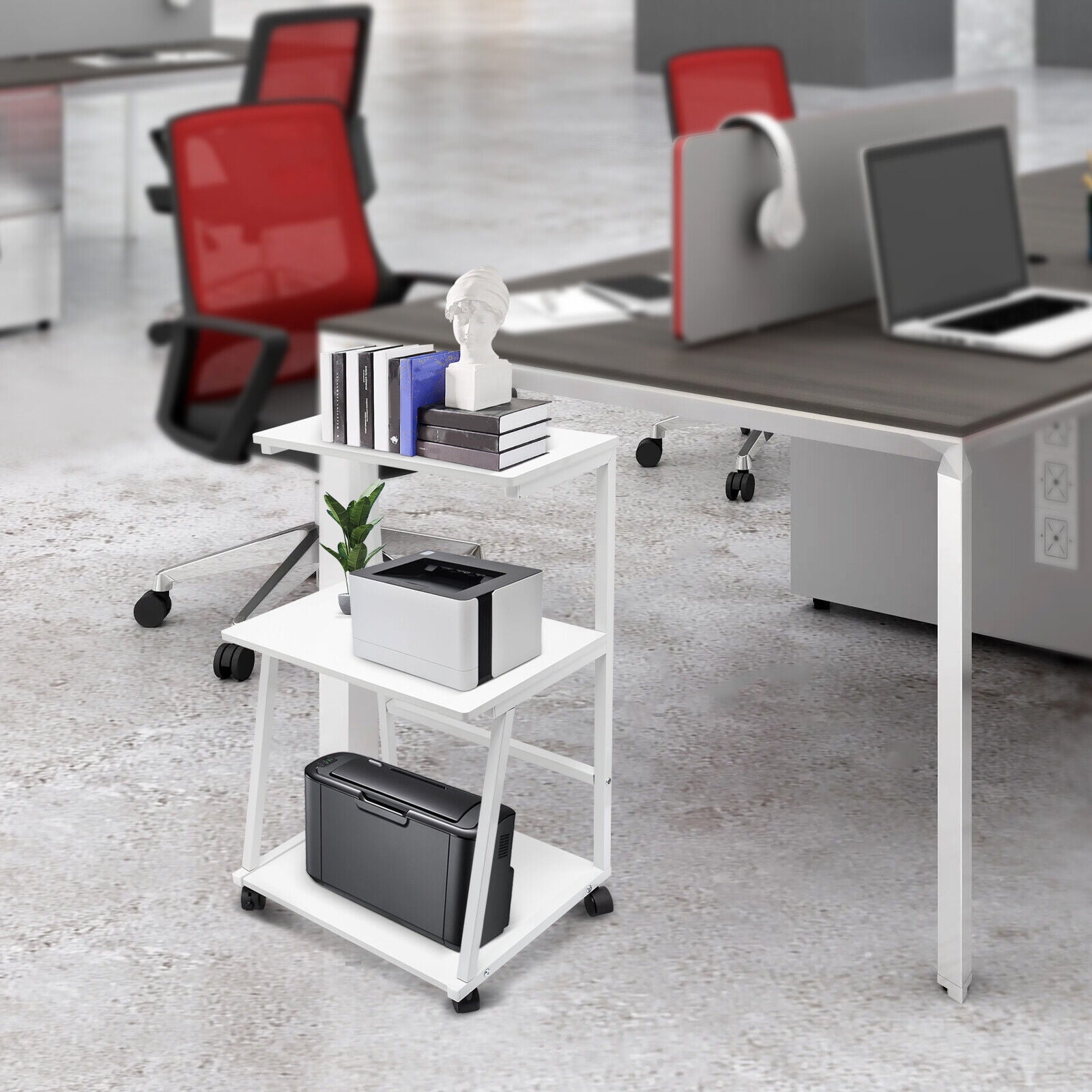 Flkoendmall Movable Laptop Printer Stand Cart Rolling Laptop Rack Table