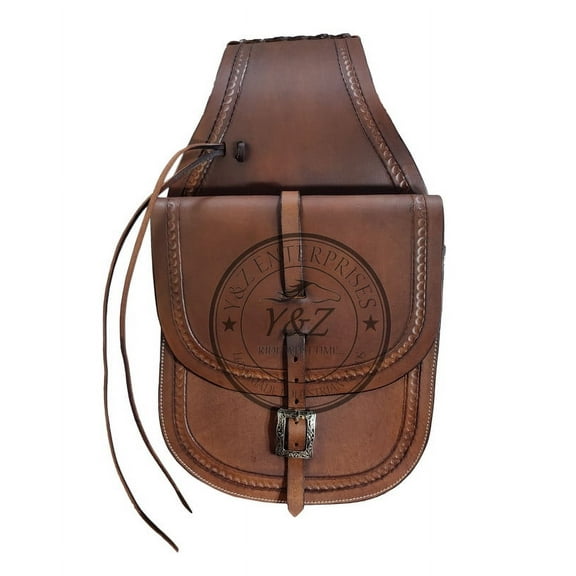 Leather Saddle Bag Brown Plain Saddle Bag -2