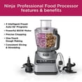 thumbnail image 3 of Restored Ninja BN600 Professional Plus Food Processor, 850 Watts, 3 Functions for Chopping, Slicing & Dough with 9-Cup Processor Bowl, 3 Blades, Food Chute & Pusher, Silver (Refurbished), 3 of 5