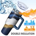 thumbnail image 5 of OBREWU Blue Gold Marble Tumbler with Handle and Lid,Blue Gold Marble 40oz Double Wall Vacuum Insulated Tumbler,Cups Gift for Women and Men, 5 of 7