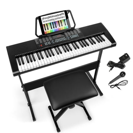 Best Choice Products 61-Key Piano Keyboard Set w/ LED Keys, Microphone, Stand, (The Best Synthesizer Keyboard)