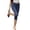 Blue #049, variant on Women Y2K Fold Over Capri Leggings Elastic High Waist Knee Length Stretch Yoga Pants Slim Fit Going Out Crop Trouser, M