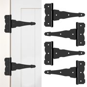 WellMade 8 in. Decorative T-Strap Hinge, Heavy Duty Black Iron Gate Hardware with Screws, for Wood Fences & Doors, 4 pack