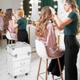 thumbnail image 6 of HOMCOM Rolling Makeup Train Case, Large Storage Cosmetic Trolley, Lockable Traveling Cart Trunk with Folding Trays, Swivel Wheels and Keys, Silver, 6 of 9