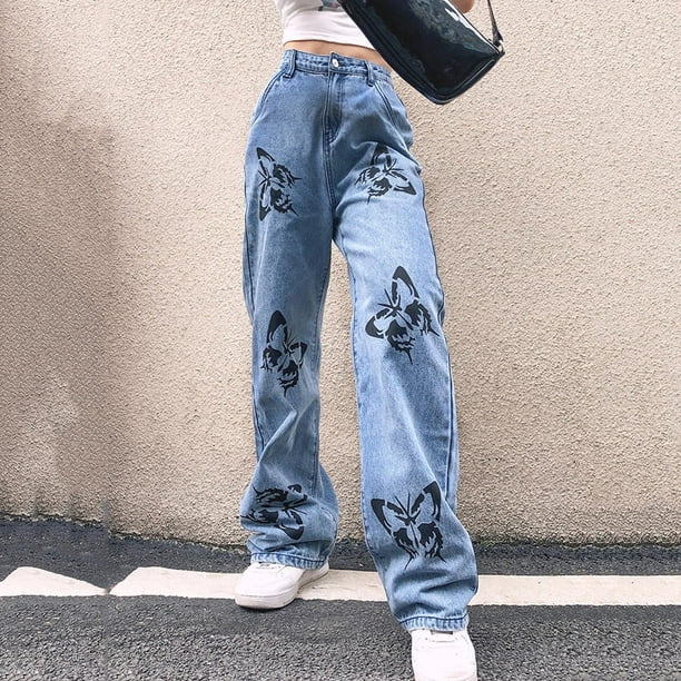 Streetwear Butterfly Printed Sweatpants Baggy Fashion Joggers Elastic  Women's Pants