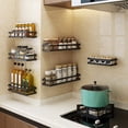 thumbnail image 5 of Shower Caddy No Drilling 1 Tier Black Shower Caddy Kitchen Shelf Spice Rack Nail Free Stainless Steel Wall Shelf Floating Shelf for Kitchen Bathroom 20-50cm Wide, 5 of 7