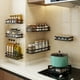 thumbnail image 3 of Estante de ducha Sin taladrar 1 nivel Negro Carrito de ducha Estante de cocina Estante de especias Estante de pared de acero inoxidable sin clavos Estante flotante para cocina Baño 20-50 cm de ancho, Xemadio LL-2471-2, 3 of 8