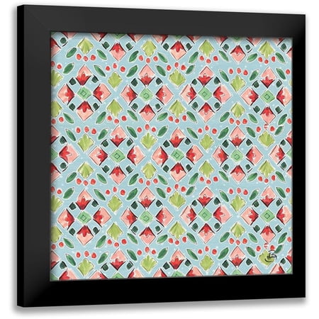 Brissonnet, Daphne 12x12 Black Modern Framed Museum Art Print Titled - Country Poinsettias Step 05B