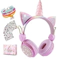 thumbnail image 1 of Auriculares inalámbricos SVYHUOK Unicornio Bluetooth 5.0 con micrófono para celular/iPad/PC/TV/PS4/Xbox Rosado, 1 of 3