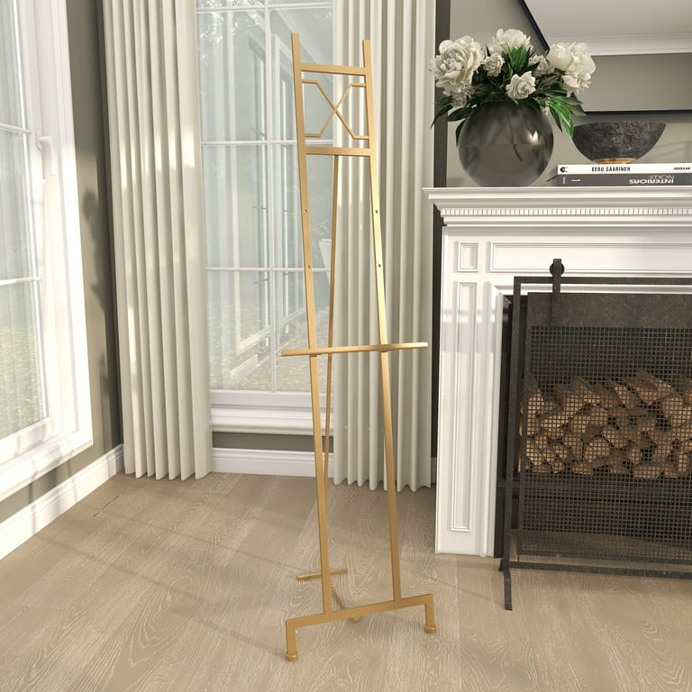 Marisol + Daisy Modern 57 Metal Retractable Large Free-Standing Easel with  Chain Support - Gold 