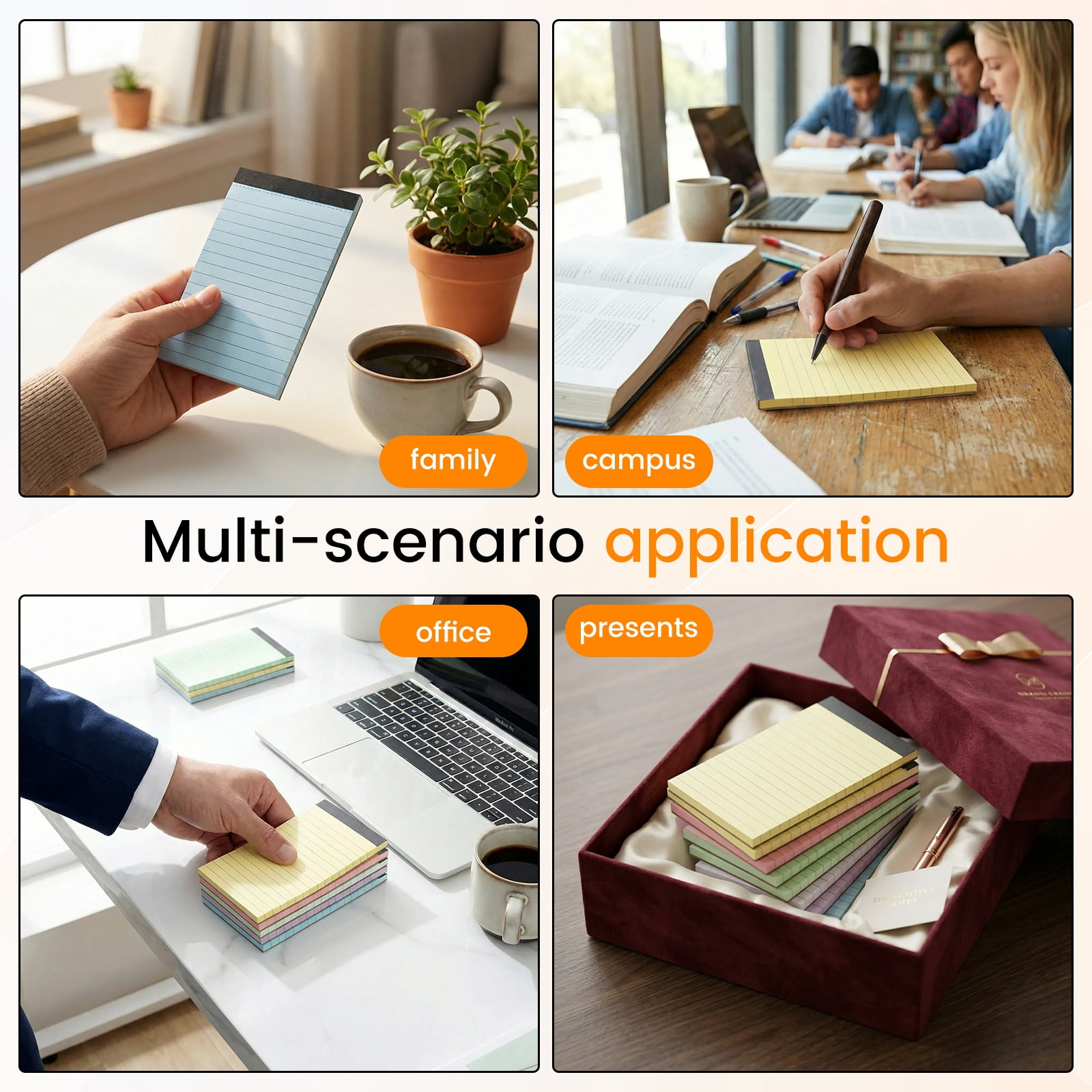 36 Pcs 3x5 Inch Note Pad 45 Sheet Per College Ruled Mini Writing Pad 80GSM Colored Paper 1620 Sheet Multicolor Cute Notepad for Present