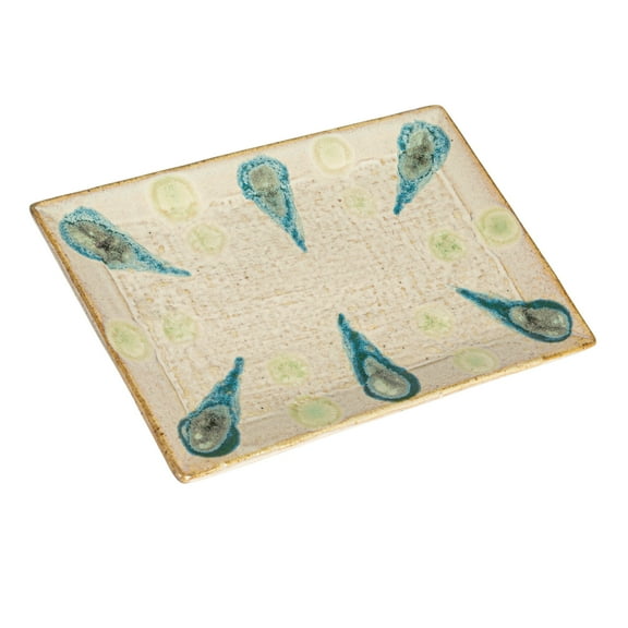 Creative Co-Op Geometric Stoneware Platter, Multicolor