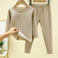 thumbnail image 2 of Odeerbi Toddler Kids Boys Girls Fleece Lined Pajamas Set Winter Warm Solid Color 2 Piece Lounge Sets Baby Long Sleeve Thickening Sweatsuits Home Wear Clothes Suit Khaki, 2 of 5