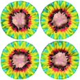 thumbnail image 2 of Shower Caps,Rainbow Tie Dye Mandala Pattern Waterproof Shower Cap for Women 4 Pieces,Double Reusable Hair Cover for Shower PEVA Elastic Stretch Hem, 2 of 7