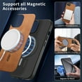 thumbnail image 4 of for iPhone 16e Magnetic Case, Luxury PU Leather Skin-Feel Back Protective Phone Cover Compatible with Mag-Safe Support Car Mount Holder for iPhone 16e, Brown, 4 of 7