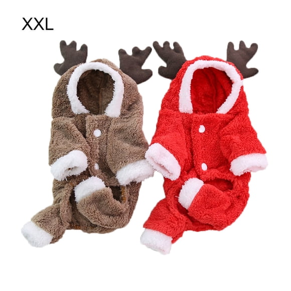 tredstone Pack of 2 Christmas Party Pet Clothing Winter Clothes for Warm Hooded Coral Velvet Casual Thickened Costumes with Hat Small Medium XXL