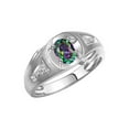 thumbnail image 6 of RYLOS Men's Rings 14K White Gold Rings Classic Designer Style 8X6MM Oval Gemstone & Diamond Ring Alexandrite June Birthstone Rings For Men Size 12, 6 of 7