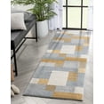 thumbnail image 1 of Well Woven Welma Yellow Grey Modern Geometric Boxes & Stripes Pattern 2x7 (2'3" x 7'3") Runner Rug, 1 of 8
