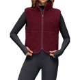 thumbnail image 3 of Chaleco de Mujer Sin Mangas, Chaqueta de Invierno de Forro Suave, Cuello Alto, de Cremallera y Bolsillo Rojo Cereza XL, 3 of 10