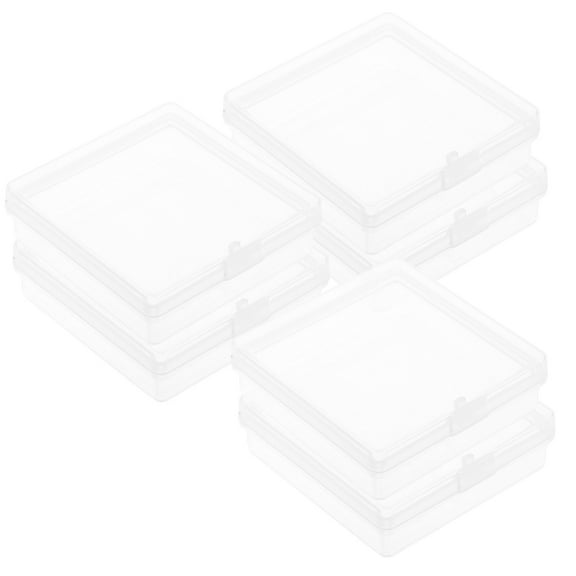 HEMOTON Clear Plastic Storage Containers with Hinged Lids for Small Items Craft Jewelry Hardware 2.16x2.16x0.59in