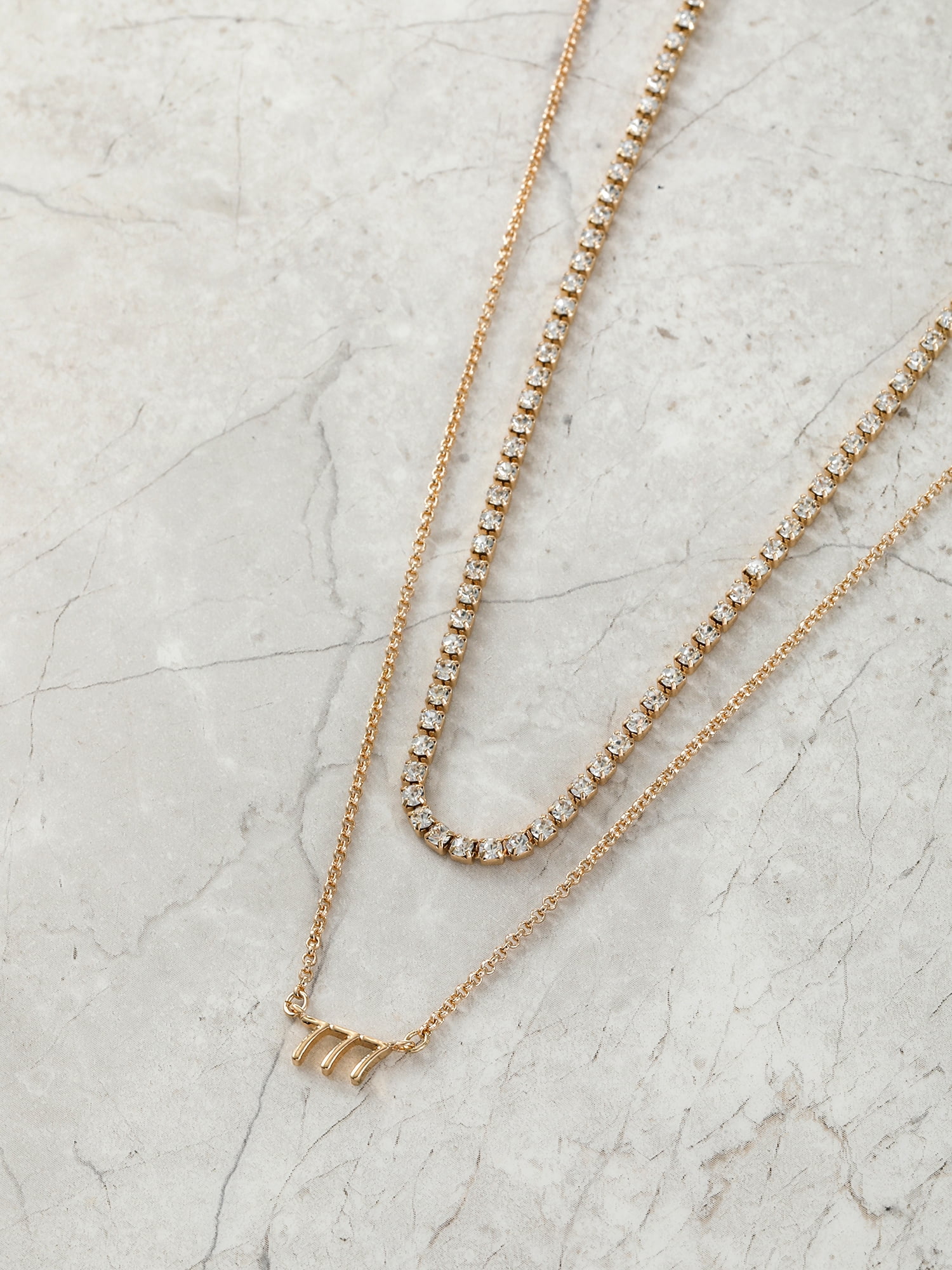 Time and Tru Goldtone Angel Number 777 Necklace Set, 2 Pieces