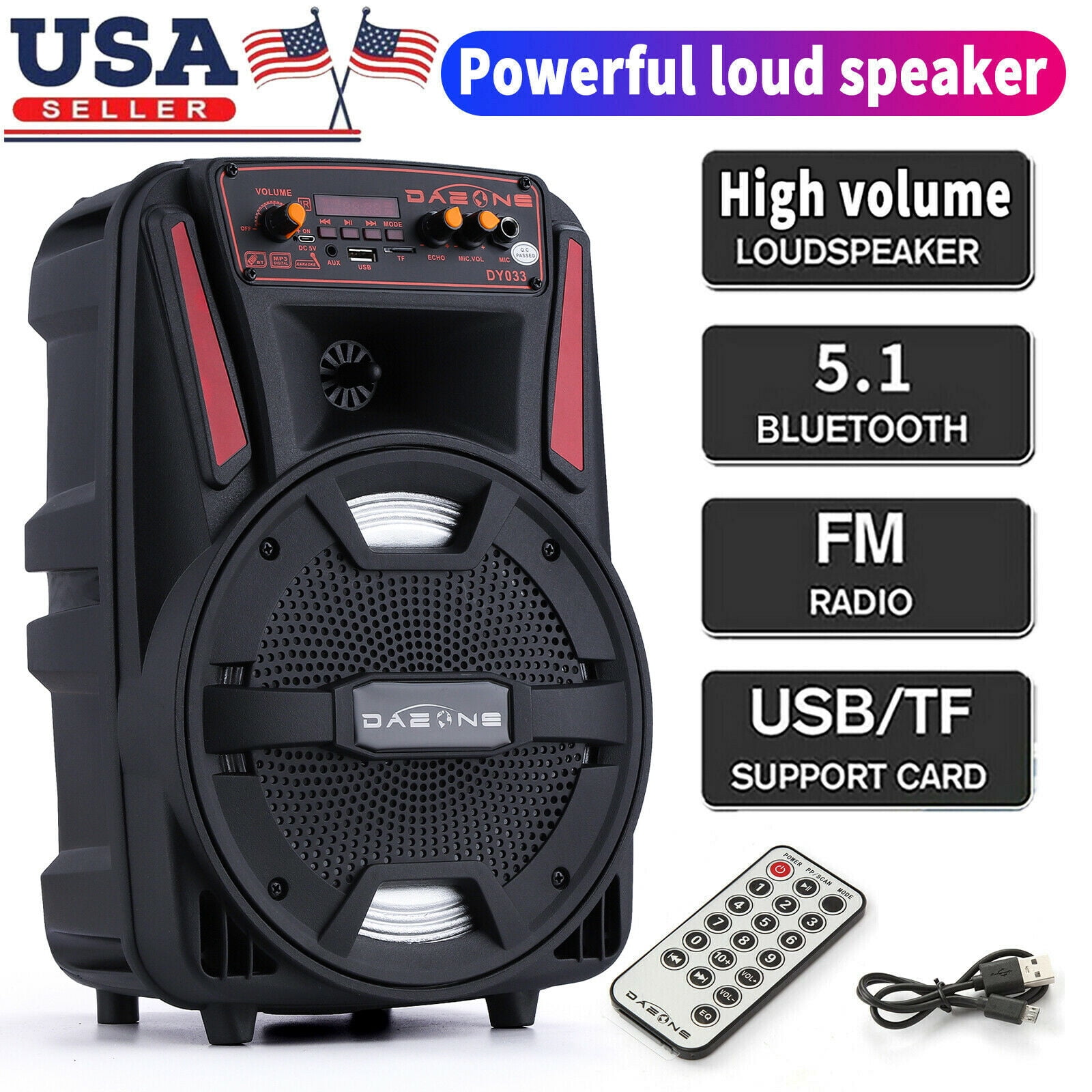 Portable Loud Speaker 1000W Bass Stereo Sound System 12" USB Bluetooth Wireless 