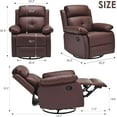 thumbnail image 2 of Farini Small Swivel Rocker Recliner Chair for Adult, PU Leather Recline Sofa Chair with Footrest for Bedrooms, Living Rooms & Small Spaces, Brown, 2 of 9