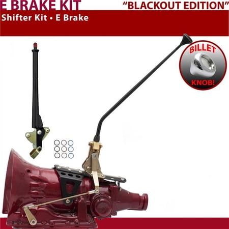 American Shifter AOD Shifter Kit Black 16 in. E Brake Push Button 16 in. Handle Billet Knob for F2642